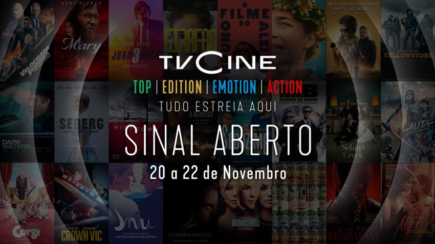 Canais TVCine estarão em Sinal Aberto de 20 a 22 de Novembro Canais TVCine estarão em Sinal Aberto de 20 a 22 de Novembro