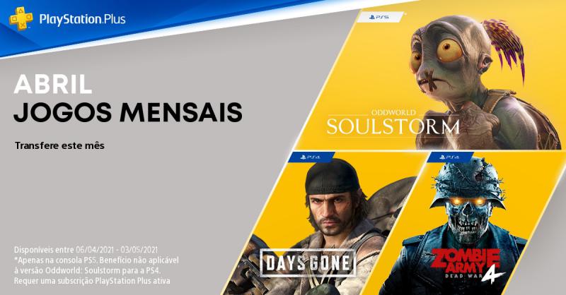 Days Gone e o Oddworld: Soulstorm entre os jogos gratuitos do PlayStation Plus em Abril Days Gone e o Oddworld: Soulstorm entre os jogos gratuitos do PlayStation Plus em Abril