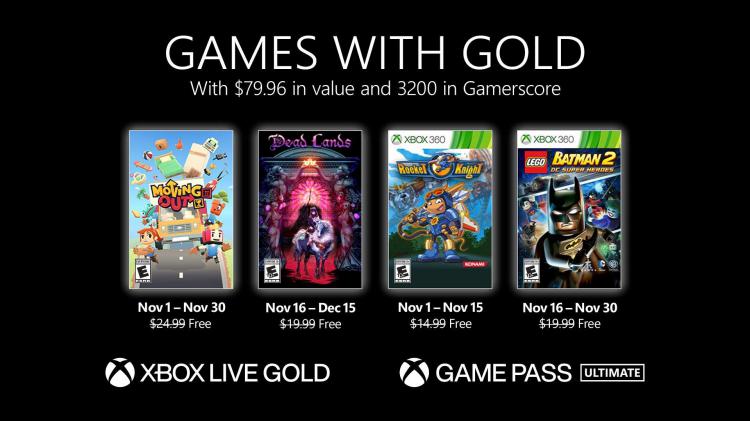 Xbox Games With Gold: Revelados os jogos gratuitos de Novembro de 2021